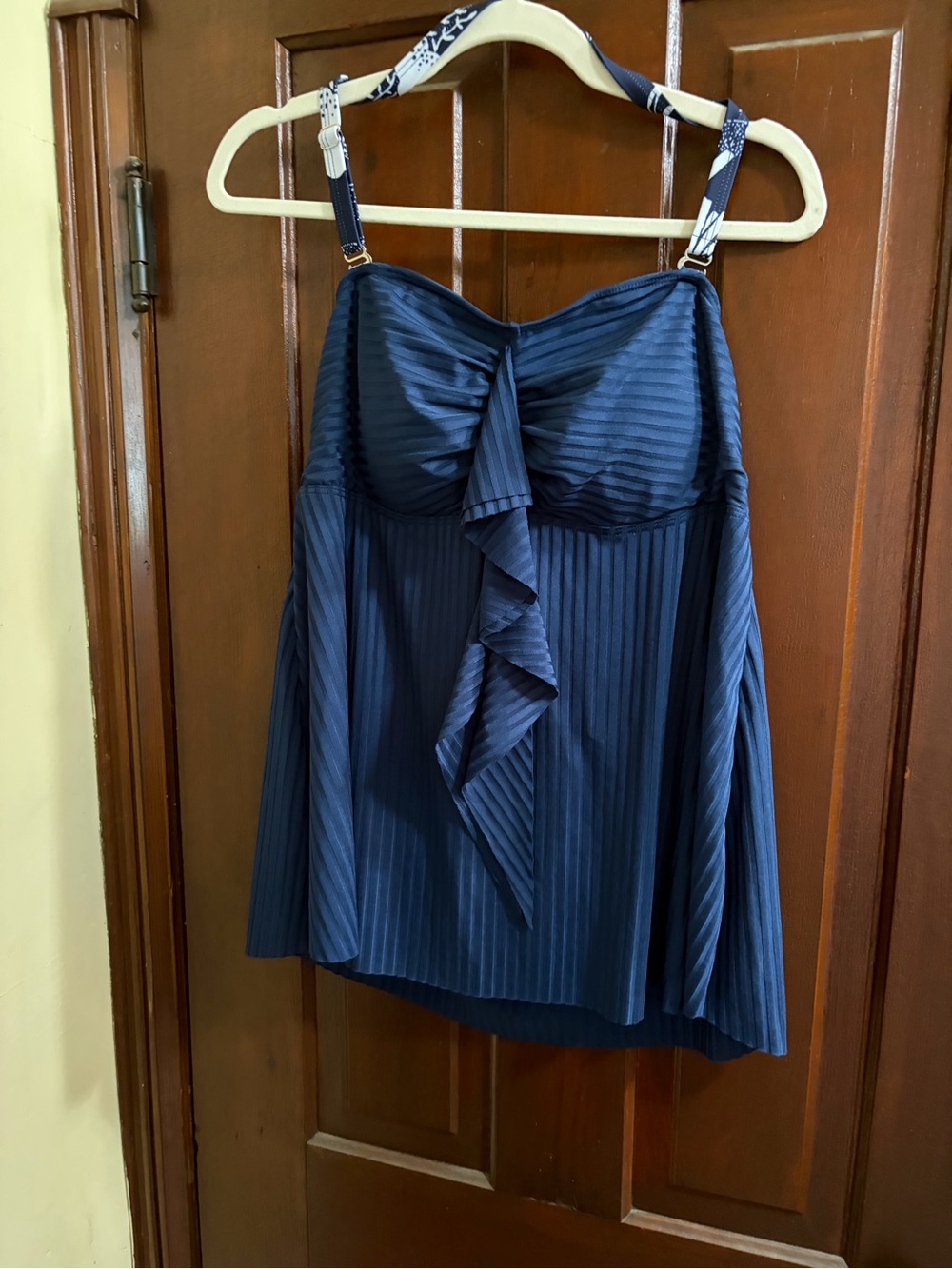 Navy Blue Ruffle Front Tankini Swim Top
